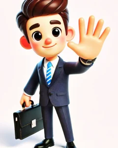 A businessman stand in a hi gasture