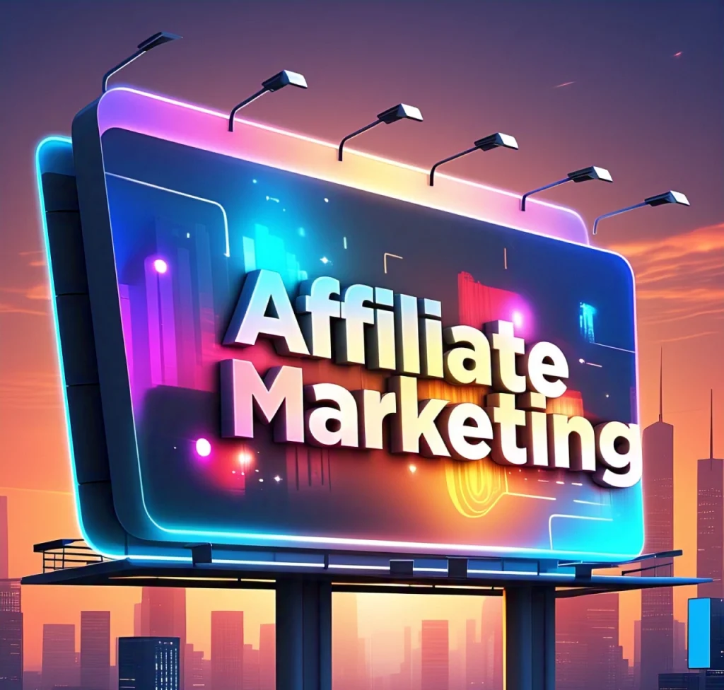 A hoarding that shows the Heading of affiliate marketing